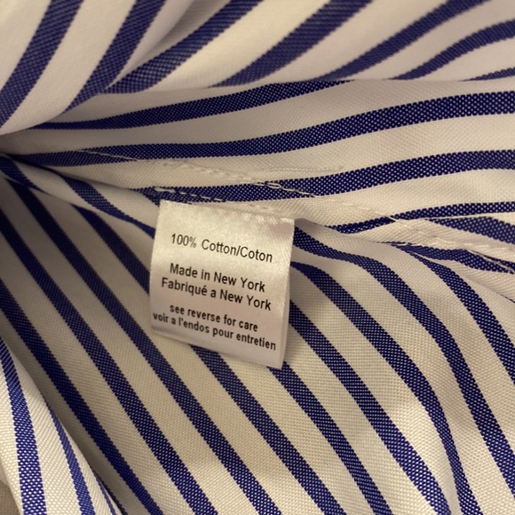 Caroline Constas, L, off the shoulder peasant dress, royal blue stripe, NWT!! - Picture 11 of 11